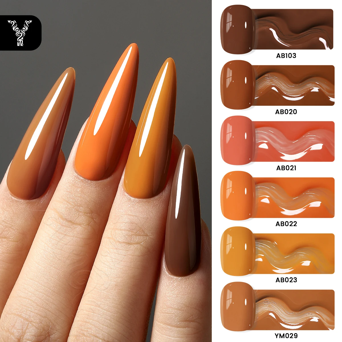 

YOKEFELLOW 6Pcs Gel Nail Polish Kit 10ML Fall Winter Gold Orange Glitter Soak Off Nail Polish Set Nail Art DIY Salon Home Gift
