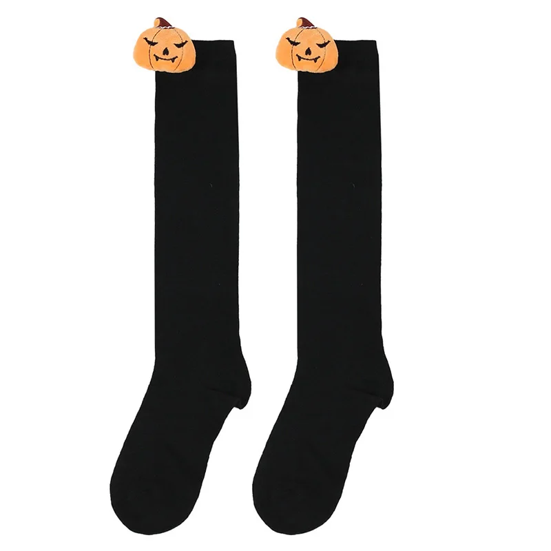 Kids Halloween Knee High Socks Soft Stripes Long Tube Socks Children Horror Pumpkin Demon Cosplay Stockings Party Costumes