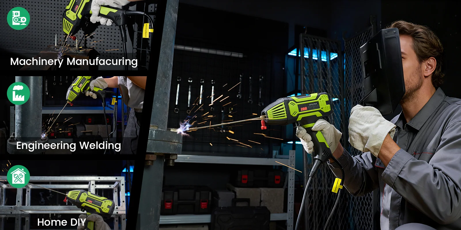 Portable Welding Machine Handheld Electric Welder Kit 110V IGBT Inverter Digital display 6 Variable Current Adjustment Handheld ARC Welder Gun