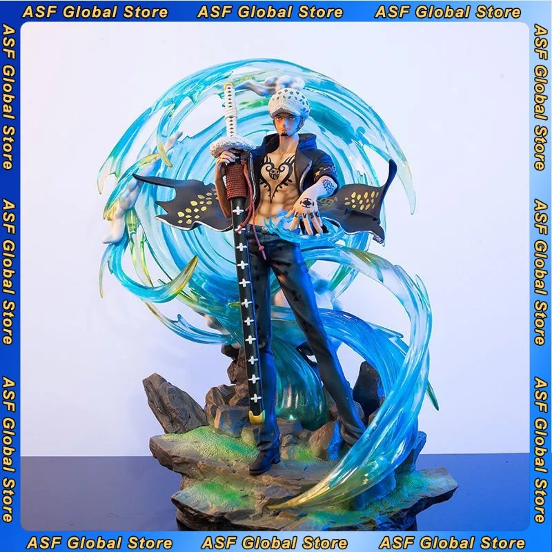 

43cm One Piece Anime Figure Trafalgar D Water Law Perimeter Model Glow Statue Desktop Decoration Ornaments Christmas Gifts Toys
