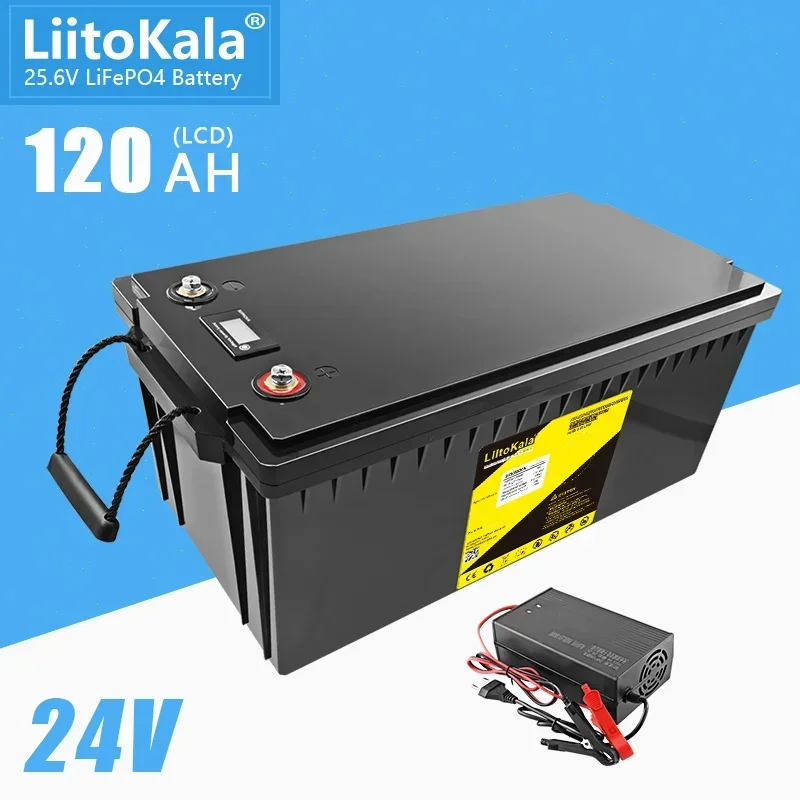 LiitoKala 24V 120Ah LiFePO4 Battery Solar Golf Car for Forklift waterproof battery pack for inverter,solar system,boat motor