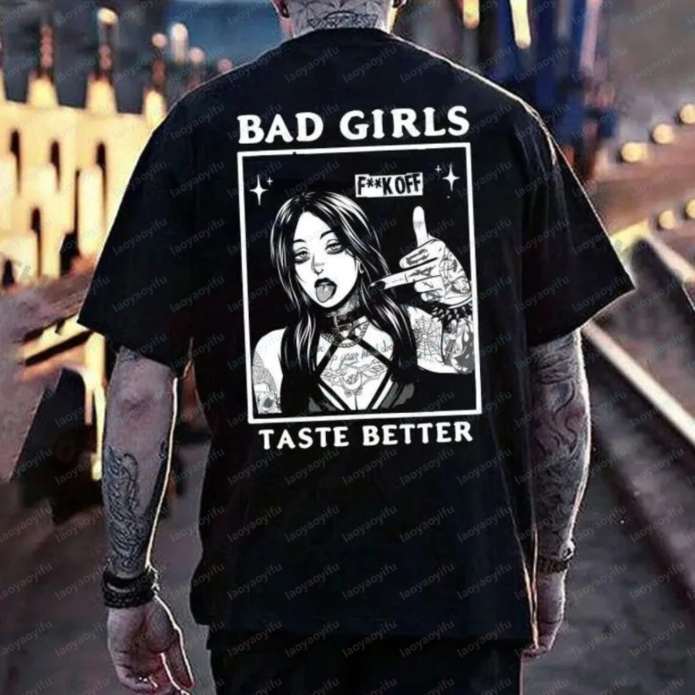 Vintage Bad Girls Taste Better Sweatshirt Edgy Tattoo Lover Tee for Women Retro Bold Attitude Graphic Rebel Girl Aesthetic Shirt