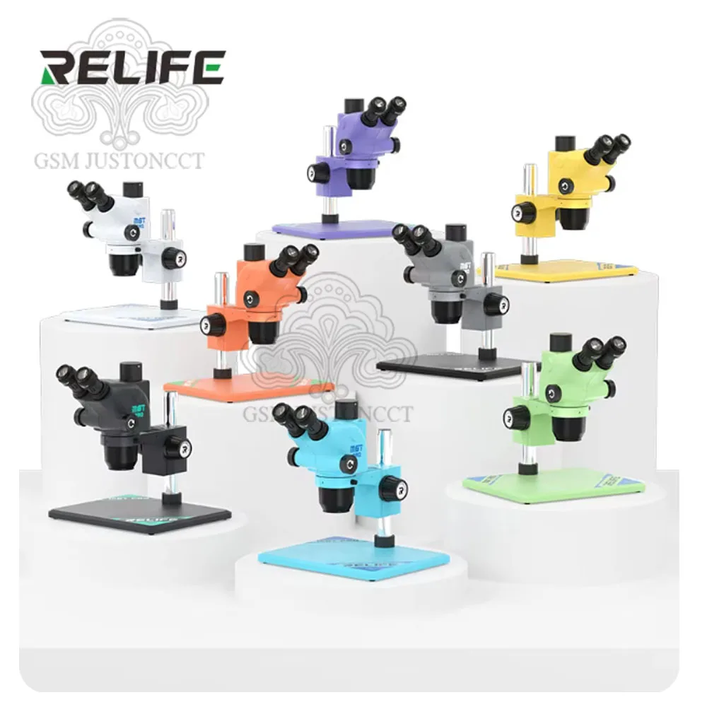 RELIFE RL-M6T Pro-B11 Trinocular HD Stereo Microscope 6.5X-65X Continuous Zoom With Ring LED Light For Mobile phone Repair