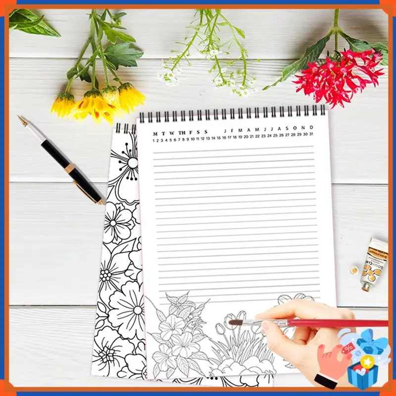 Compacto 2025 Popular Novo Produto de Venda Quente Popular 52 Folhas Color-In Notebook Flor Coloring Notebook B
