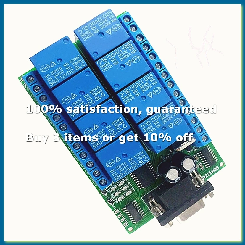 8 CH RS232 Relay Board PC USB UART DB9 Remote Control Switch for PLC Smart Home Garage Door Car Farm Motor-DT30