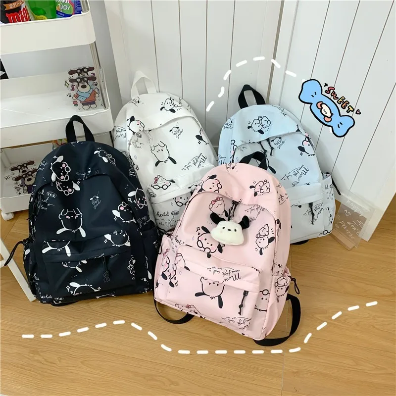 Sanrio Anime Pochacco Schoolbag Cute Teen School Students Girls Backpack High Capacity Waterproof Knapsack Leisure Travel Bag