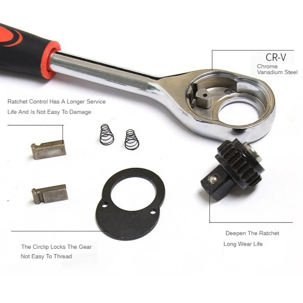 Imagem -04 - Ratchet Socket Wrench Grupo Drive Sockets Extensão Rod Multi-function Spanner Carro e Motocicleta Reparação Ferramenta Mão 4