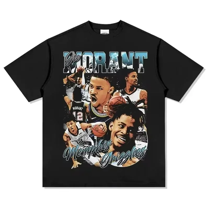 جا مورانت ممفيس وصول جديد قصير الأكمام تي شيرت القطن طاقم الرقبة الصيف القطن المحملة للرجال والأطفال عشاق كرة السلة