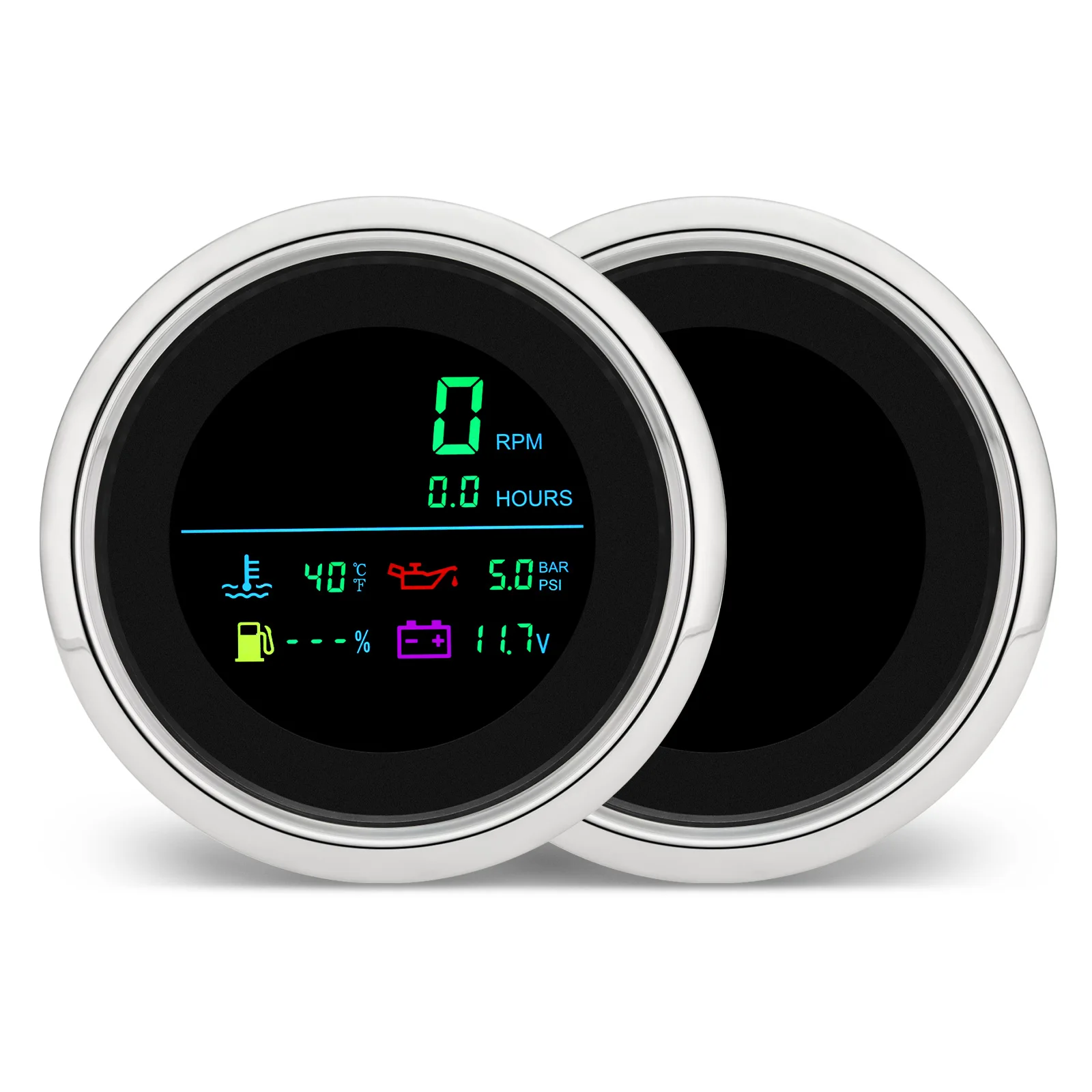 Multi-Function 6 in 1 Gauge Fuel Level RPM Tachometer Water Temp Oil Pressure Voltage Indicator Hour Meter For Boat Car 12V 24V