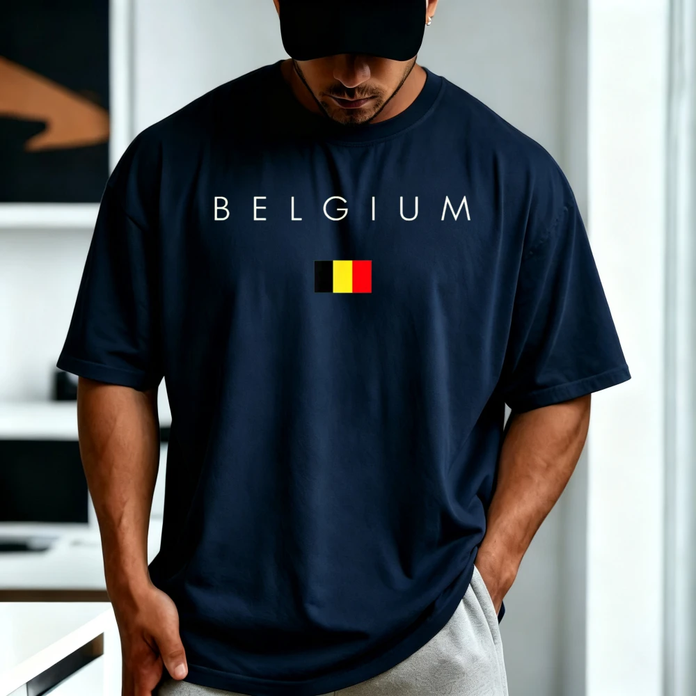 Belgium Flag Graphic Printed Belgian Pride Patriotic T Shirt Short Sleeve O-neck Casual Fashion Loose Man Women Cotton Tees