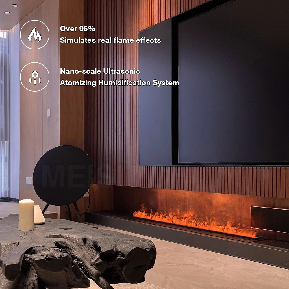 MEISU.CH Led Lantern Insert Modern Flame Led Long Digital Glass Electric Fireplace Water Jacket Atomizing Fireplace