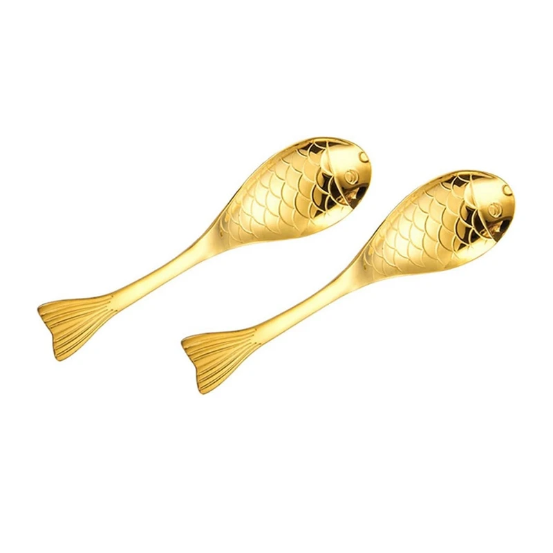 2Pcs Cartoon Fish Spoon Cutlery Mini Stirring Spoons Coffee Stirring Spoon Mini Coffee Spoons Kitchen Easy To Use About 13.3Cm