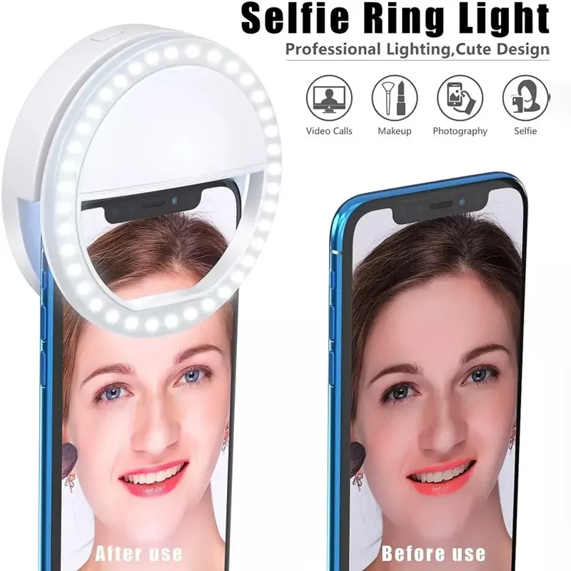 1PC Fill Light ,USB Rechargeable, LED Selfie Ring Light, Phone Lens LED Selfie Light Ring Phone Selfie Light