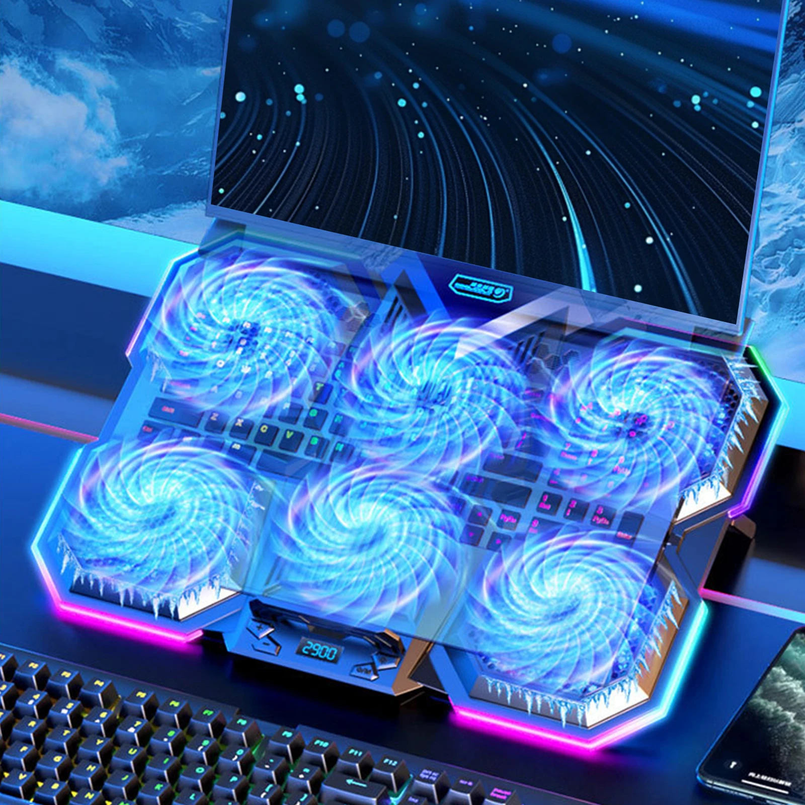 Laptop Accessories Cooling Pad - Бесшумная охлаждающая подставка RGB с 2