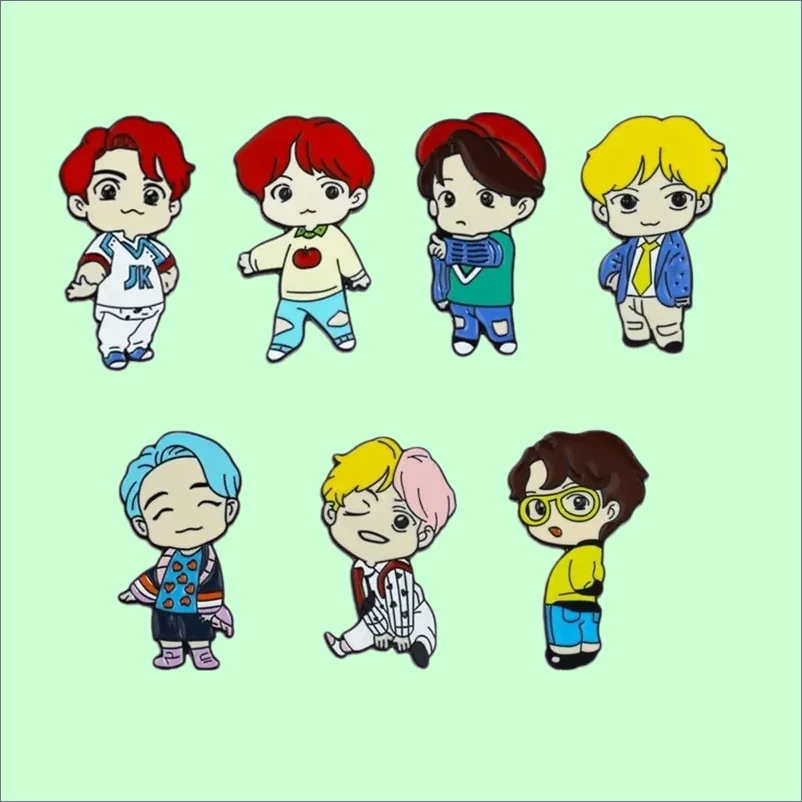 Cartoon Brooches Kpop Boy Enamel Pins Jung-kook Other Idol Character Groups Lapel Badges Pin Jewelry Gift for Friends Wholesale