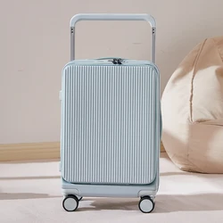 New Wide Handle Front Opening Suitcase Luggage with USB Cup Holder 20