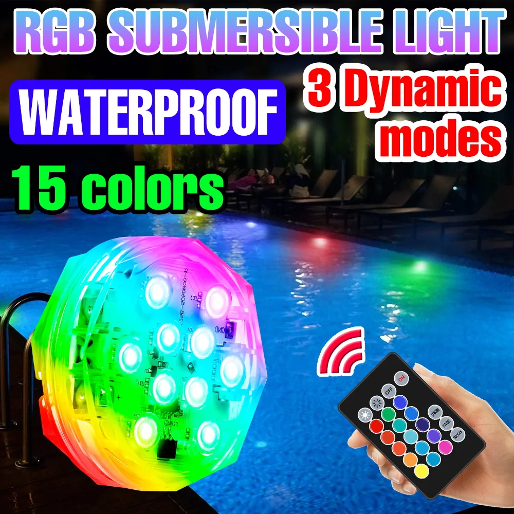 

LED Swimming Pool Light Underwater Submersible Lamp Waterproof Outdoors Garden Halloween Decoration For Party Pond Fountain Vase