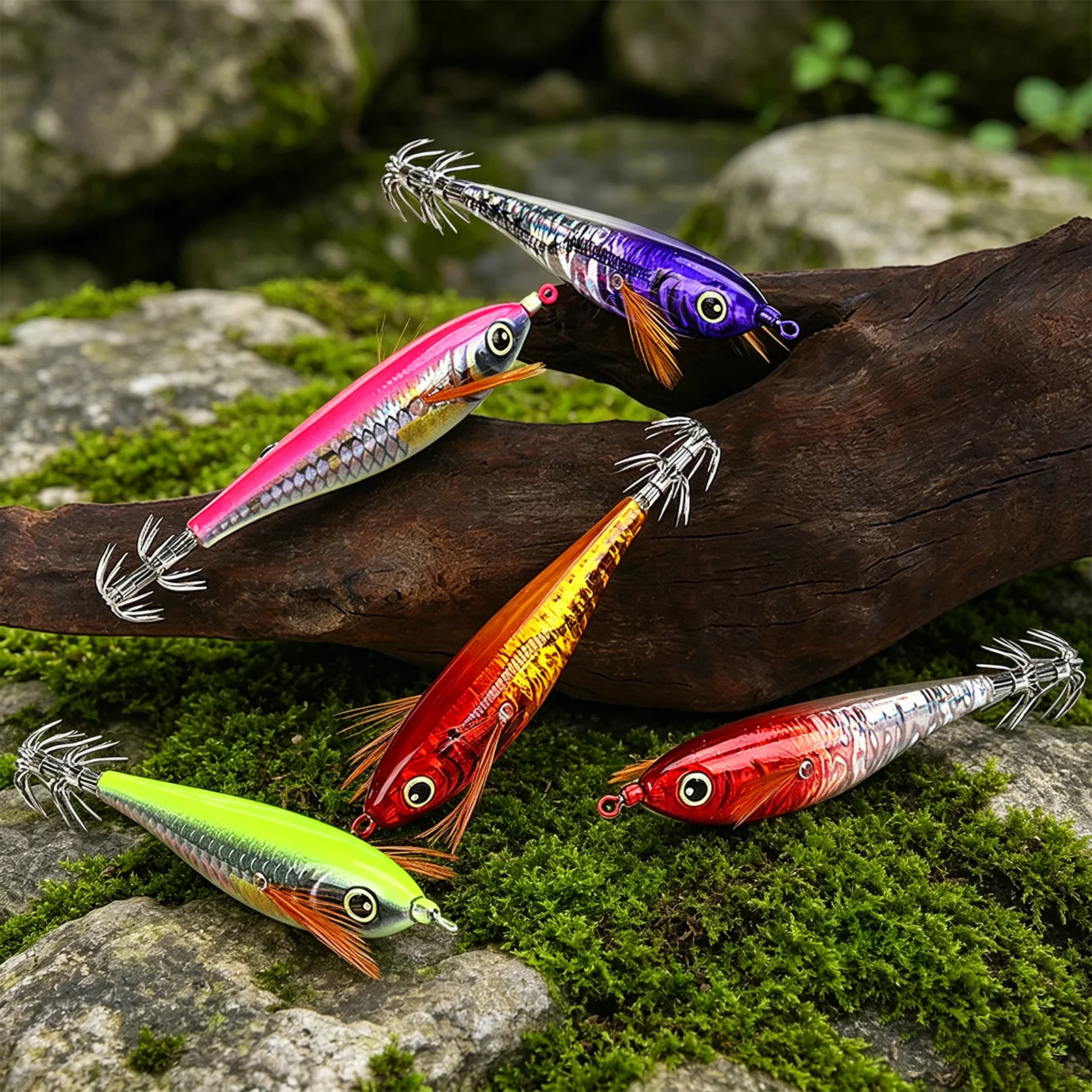 Fishing Hook Treble - Squid Jig Hook with 3D Holographic