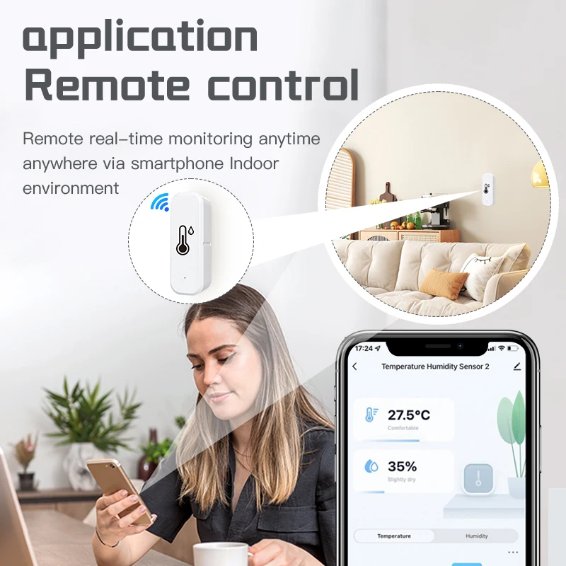 Termometr Higrometr Tuya Zigbee Mini Termometr Higrometr Monitor Temperatury i Wilgotności Sterowanie Głosowe Home Assistant