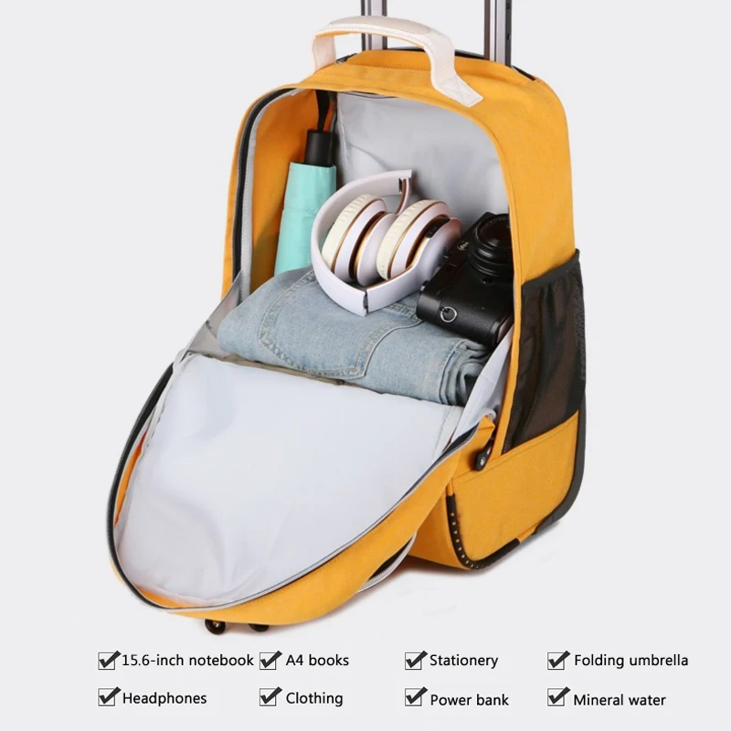Kid's Wheeled Backpack Large Capacity Rolling Duffel Bag with Telescopic Handle Waterproof 19 Colors for School Students Boys