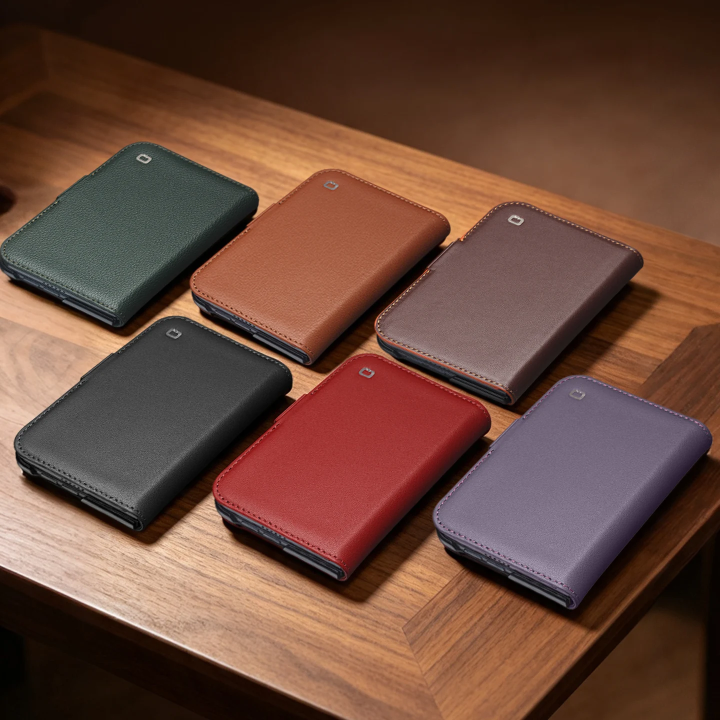 For Apple iPhone Duo QIALINO Premium Genuine Flip Leather Case for iPhone Duo Natural Cowhide Wallet Cover