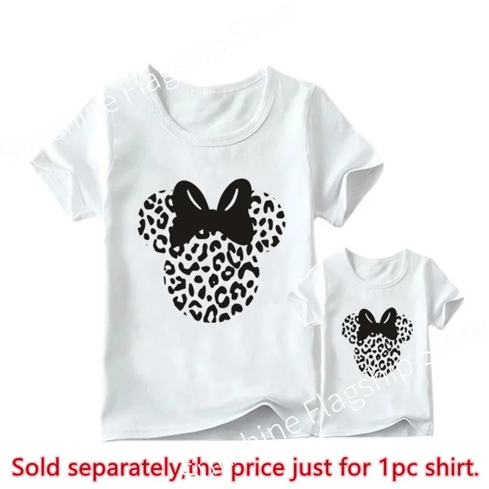 New Mother Kids Tshirts Funny Minnie Mouse Family Matching Outfits Summer White Short Sleeve Mother Daughter Matching Clothes