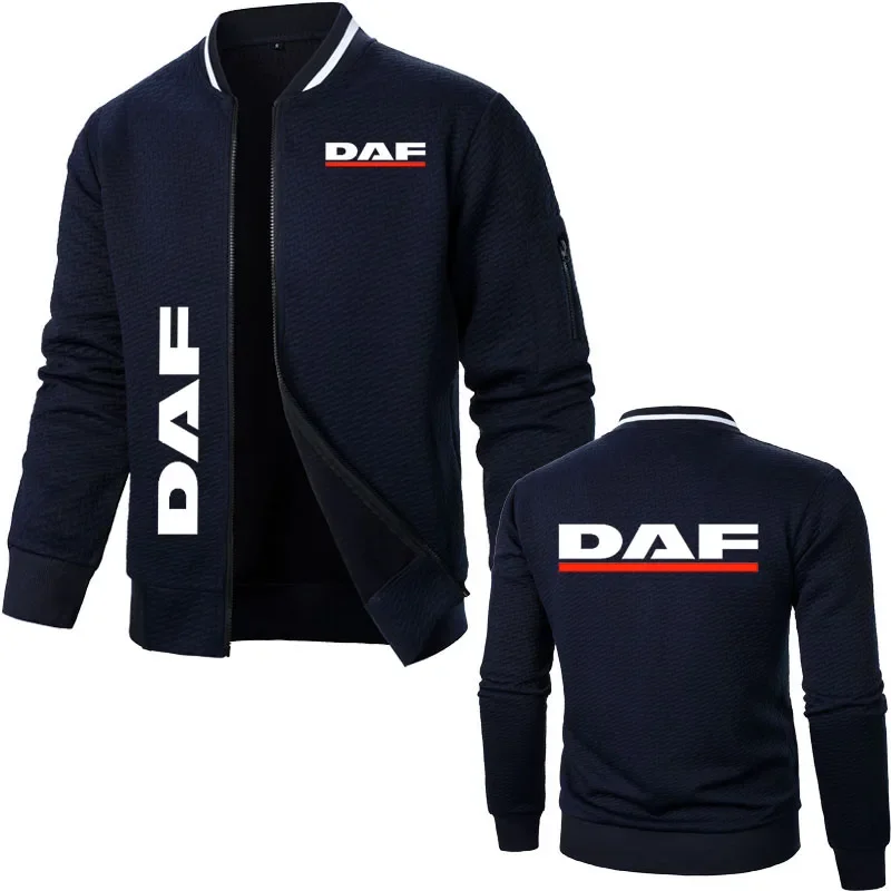 Truck DAF Printed Harajuku Men\'s Jacket Fleece Sweatshirt Jacket 2024 New men\'s plaid design casual men\'s baseball jacket