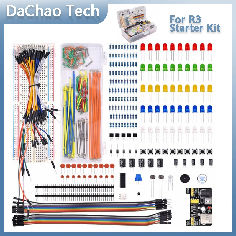 DIY Project Starter Kit For Arduino UNO R3 Kit Electronic DIY Kit Electronic Component Set With Box 830 Tie-points Breadboard