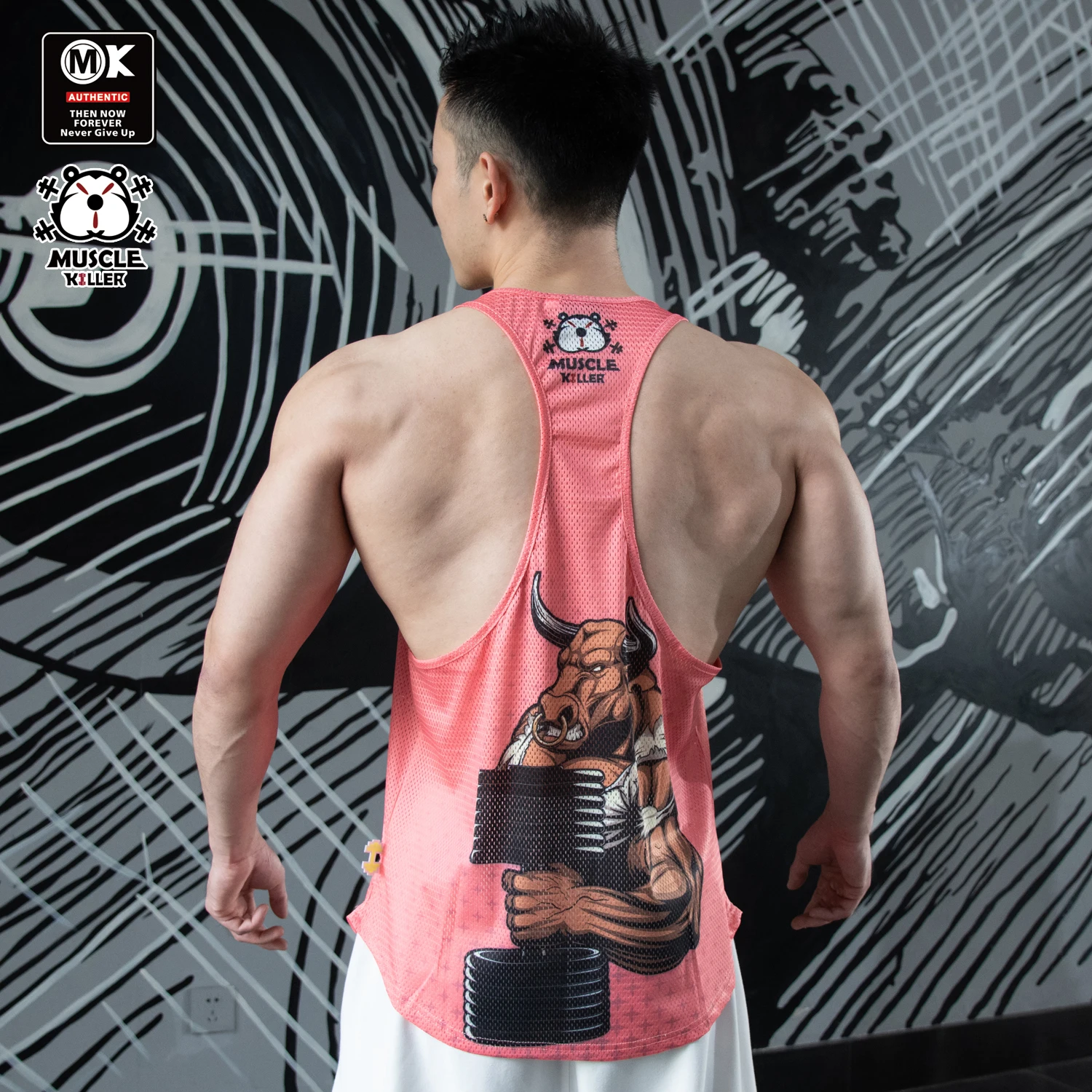 MK Barbell Cow Gym Muscle Strength Display Set Core Training Racerback Tank Top, Sports Tank Top, Casual Running, Creative Print