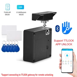 TTLOCK Smart Wood Door Lock Keyless Invisible Electronic Lock Card Bukkle TTlock App Unlock Cabinet Locker Drawer Smart Locks