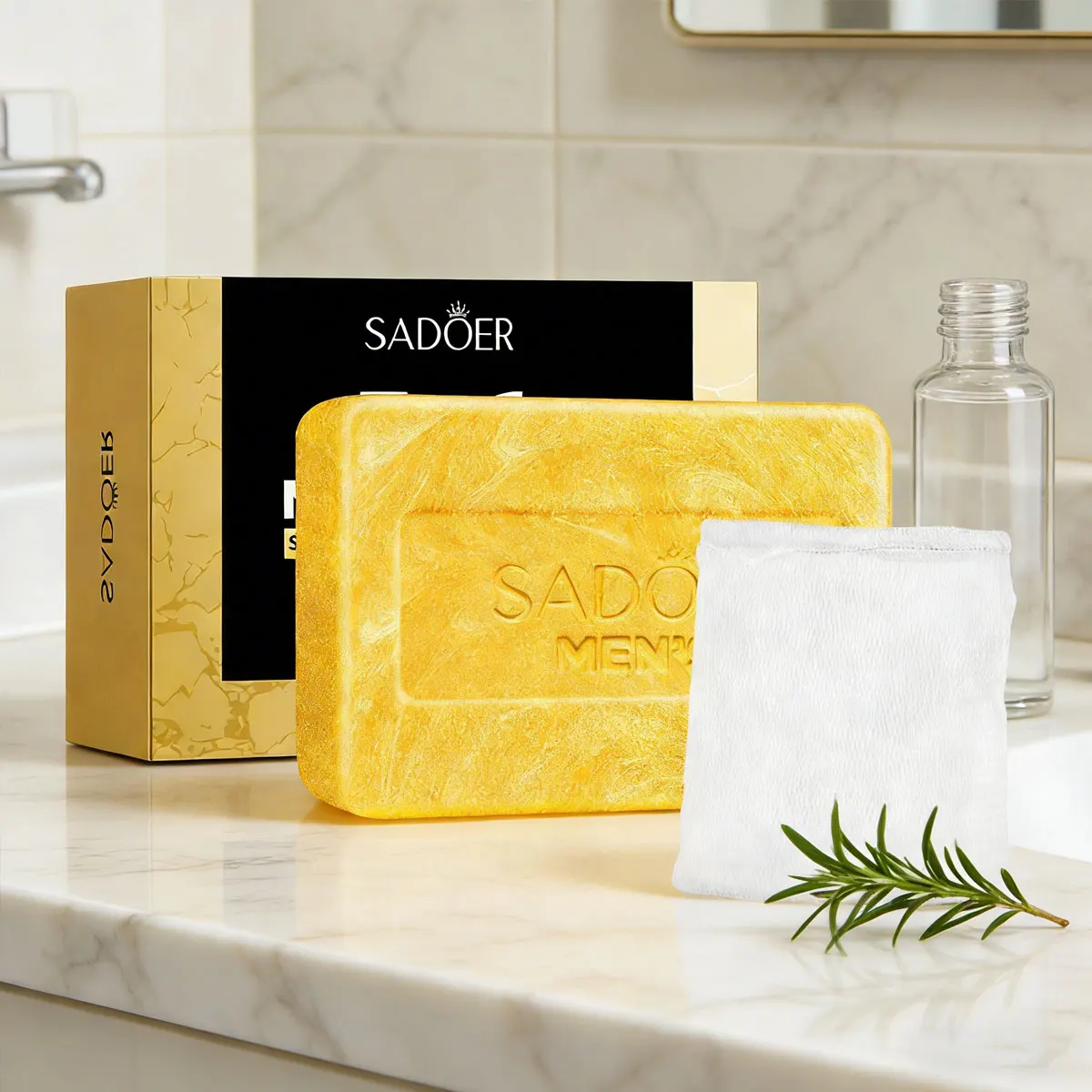 Luxury Men'S 3-In-1 Golden Cleansing Soap: Refreshing, Oil-Controlling Facial, Body, And Hand Cleansing