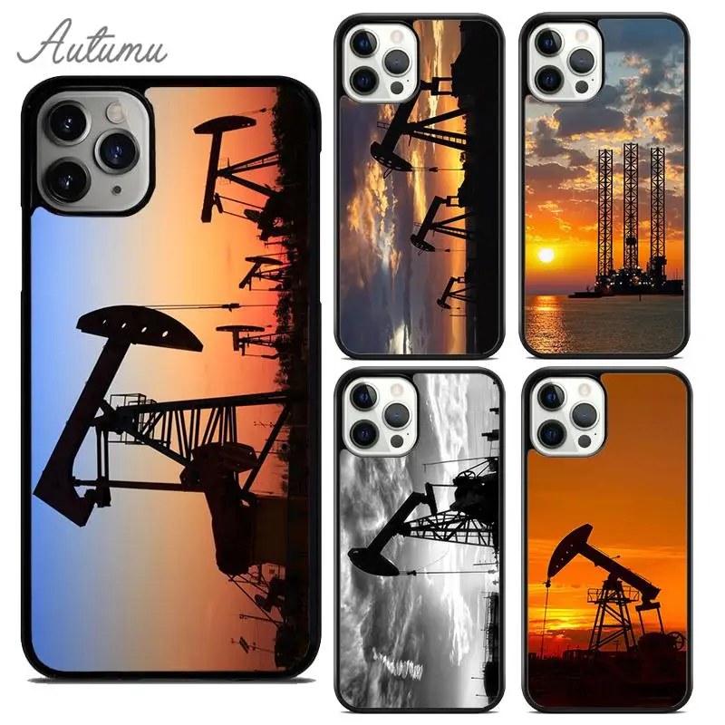 Drilling Oilfield At Sunset Phone Case for iPhone 15 16 SE2020 11 12 13 14 Pro Max mini 6 7 8 Plus coque Fundas Shell