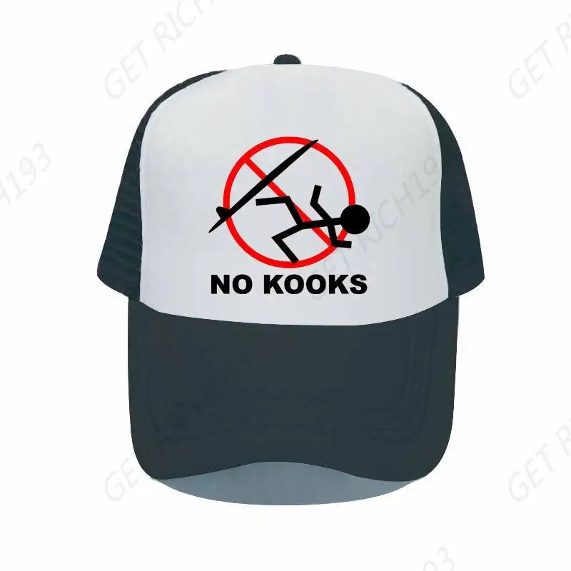 

No Kooks Poster Printed Mesh Trucker Hat Kooks Only No Locals Bend Snapback Cap No Skiing Surf Skateboarding Mesh Hat Caps