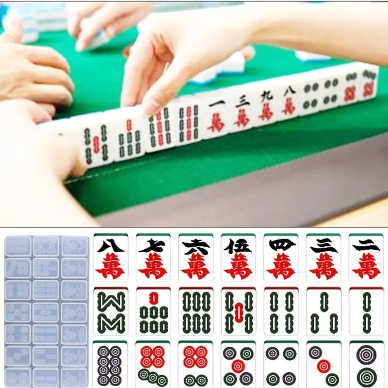 Crystal Epoxy Resin Mold for Creative Mahjong Silicone Mould DIY Crafts Jewelry Ornaments Casting Tools