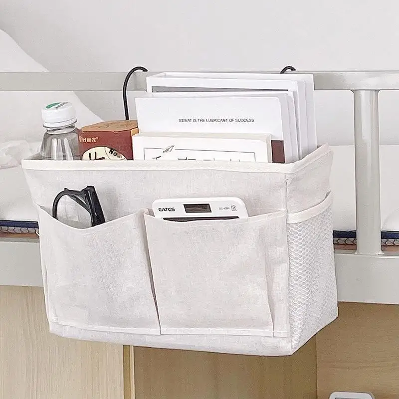 New Storage Basket Hanging Storage Rack Bed Remote Control Bookshelf Dormitory Storage Bag Stand With Hook Bedside Pocket