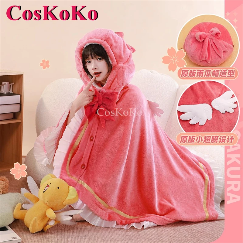 

CosKoKo Kinomoto Sakura Cosplay Cardcaptor Sakura Costume Derivative Product Lazy Blanket Lovely Cloak Air Conditioning Blanket