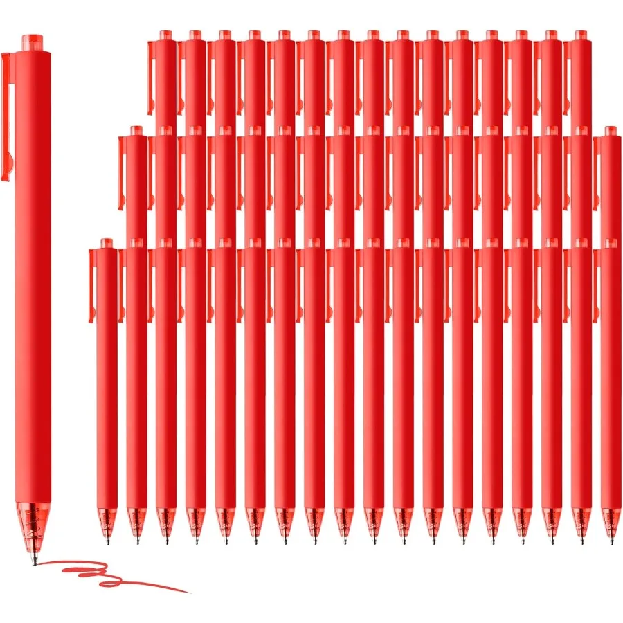 

Ручки оптом, 50 упаковок, шариковые ручки с гладкими красными чернилами, оптовая продажа, выдвижные ручки, ручка без кровотечения, средняя точка 1,0 мм