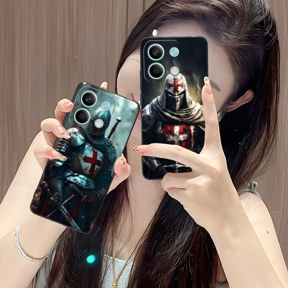 

Чехол для мобильного телефона тамплиера Knights для POCO F6 F5 F4 F3 F2 Pro GT C40, защитный чехол для мобильных телефонов с цветной печатью, роскошный