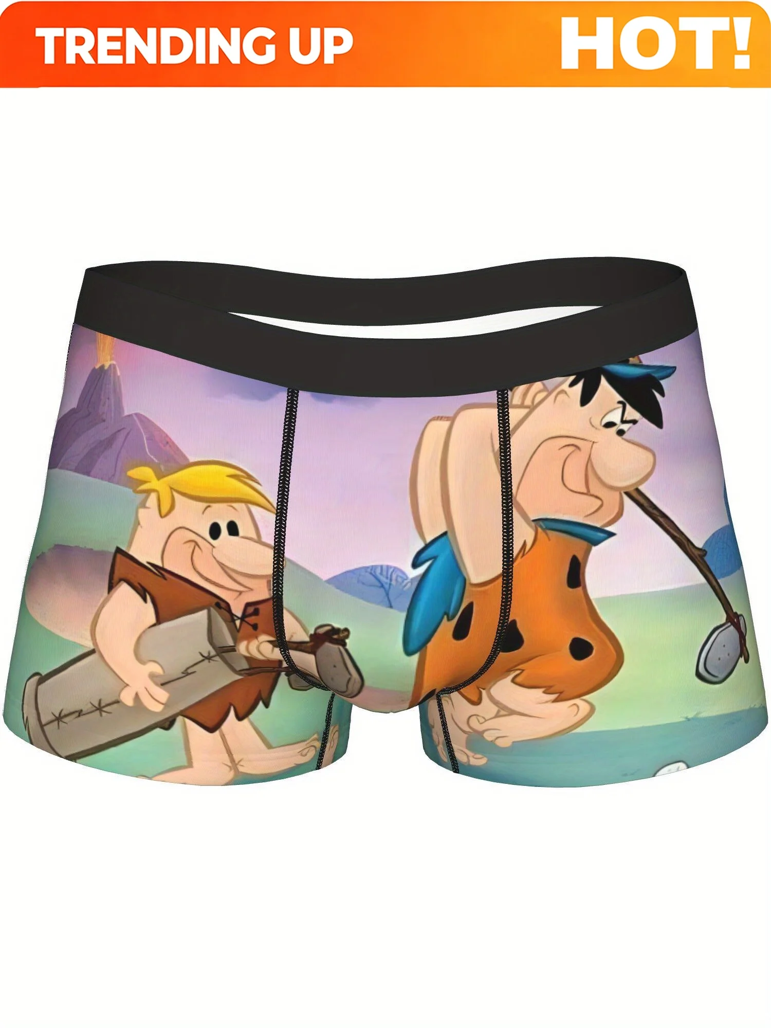 BIIHUDU Men'S Cartoon Character Print Boxer Briefs - Cool Design, Medium Stretch Fabric, Comfort Fit Underwear for Casual Wear,