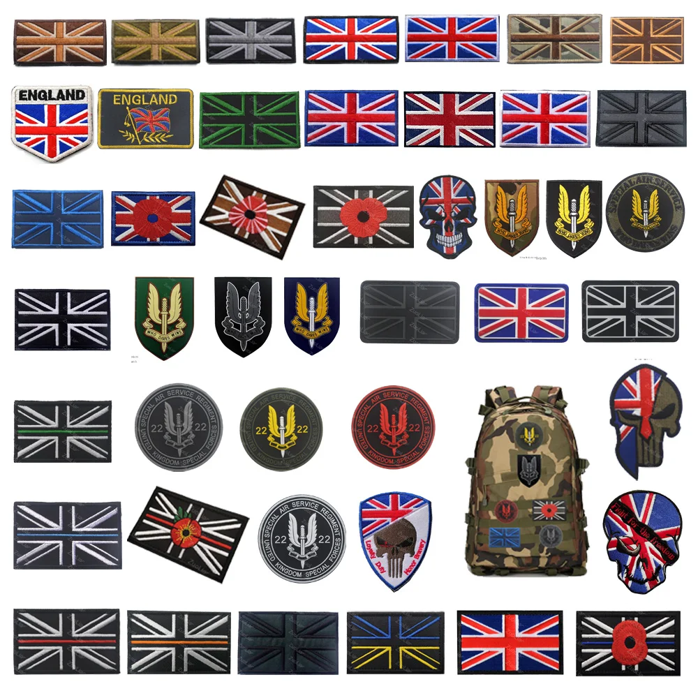 Army Fan Series Patch, Union Jack Armband 3D Bordado Punisher Bandeira, Moral Tático, Mochila, Jaqueta Remendo Personalizado, Venda Quente