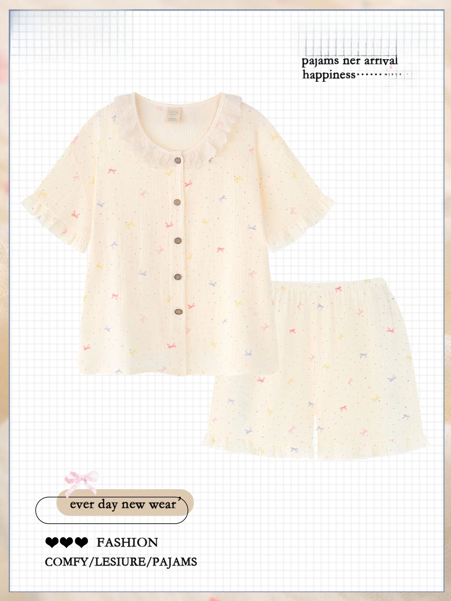 fenteng-2026-nuevo-conjunto-de-pijamas-de-algodon-para-ninas-ropa-de-verano-para-el-hogar-camiseta-de-manga-corta-con-cierr