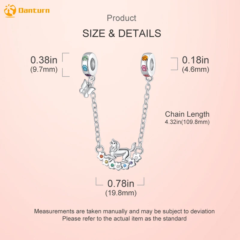 Danturn 925 Sterling Silver Beads Puppy Catching Butterfly safety chain fit Snake Chain Bracelets Fashion Women Jewelry