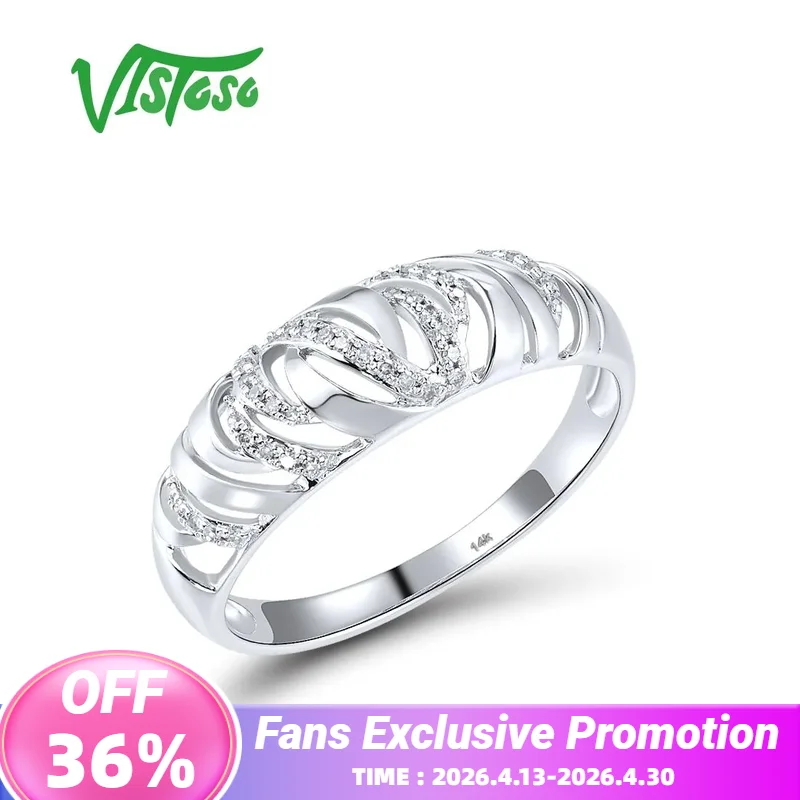 

VISTOSO Real14K 585 White Gold Rings For Women Sparkling Diamond Promise Engagement Ring Wedding Glamorous Fine Jewelry