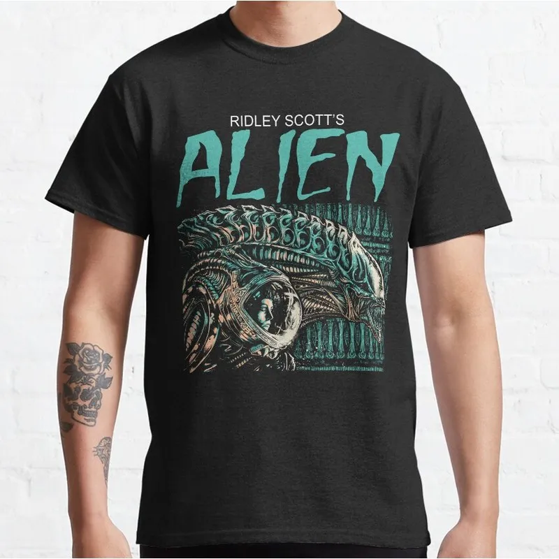 Ridley Scott Alien Movie Graphic T‑Shirt Vintage Sci‑Fi Horror Xenomorph Print Tee Unisex Short Sleeve Casual Streetwear S-6XL