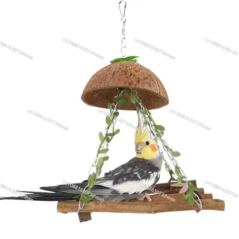 Coconut Bird Nest Parrot Swing Hammock tiger Skin Xuanfeng Bird Swing Stand Ladder Bird Toy