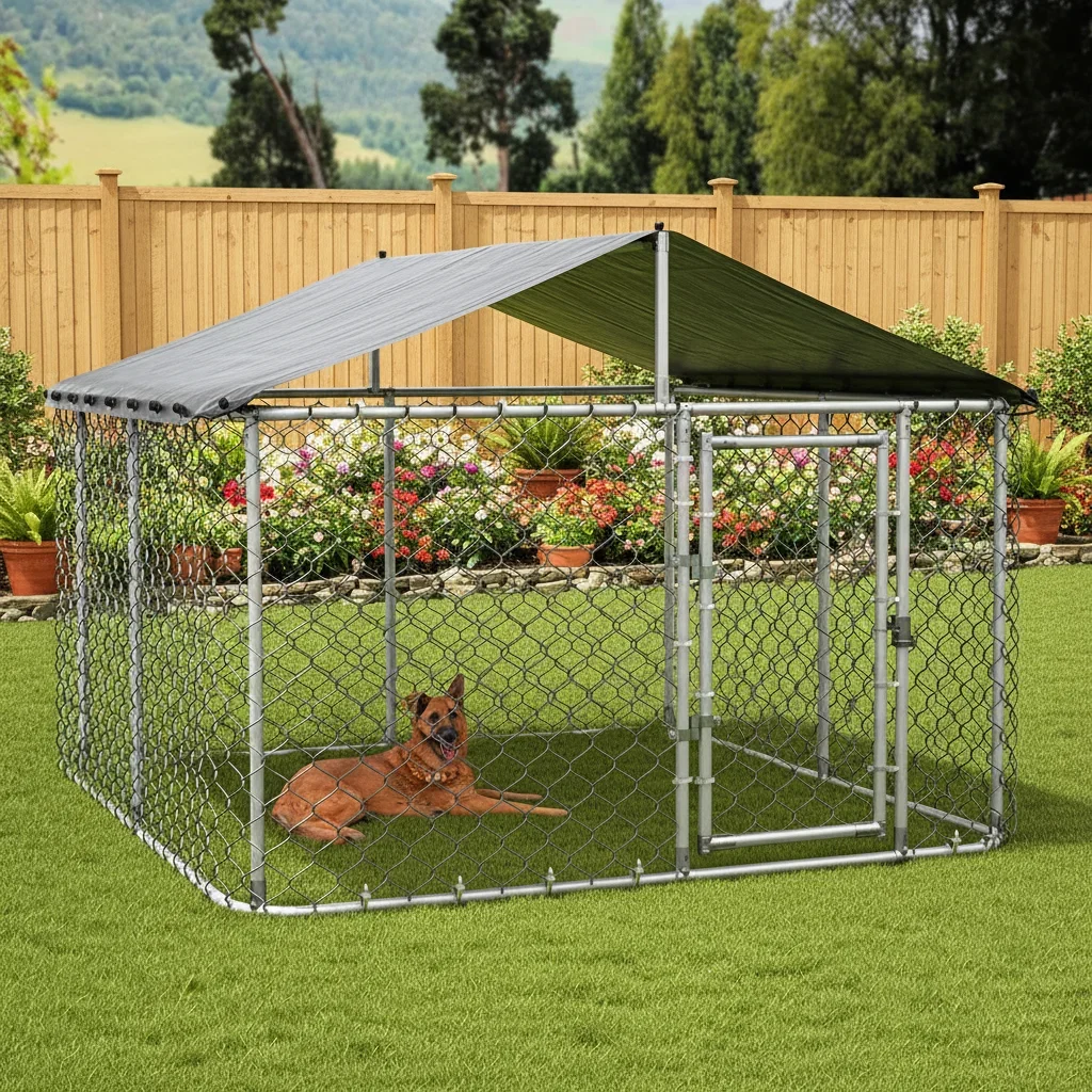 a forNew Wholesale Heavy Duty Durable Easy To Install Galvanized Steel Multifunctional Outdoor Dog Kennel With 3-Year Warranty