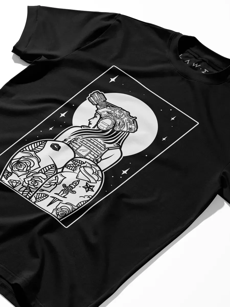 Men Chicano Tattoo Lady Tarot Card Graphic T Shirt Rose Dagger Moon Star Print Short Sleeve Cotton Streetwear Casual Tee