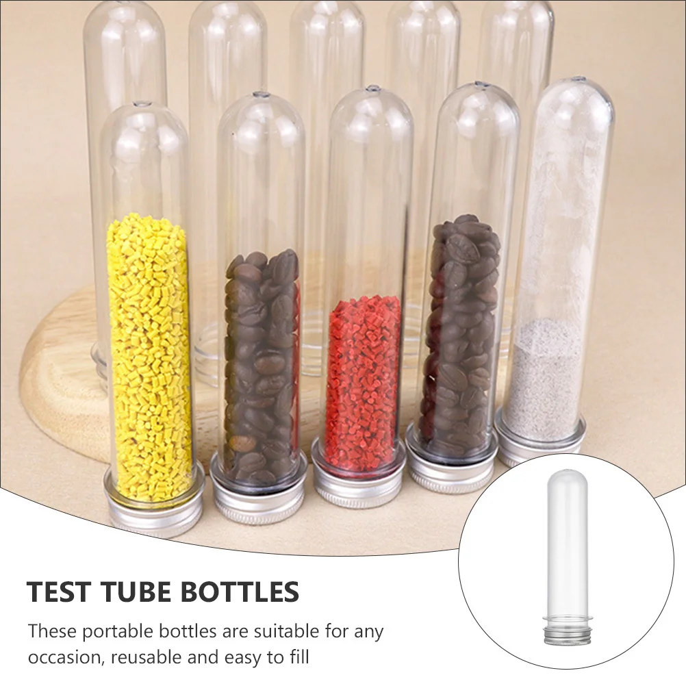 

12pcs Test Tube Bottles 40Ml Plastic Tubes For Candy Storage Liquid Samples Multipurpose Pet Reusable Containers Portable