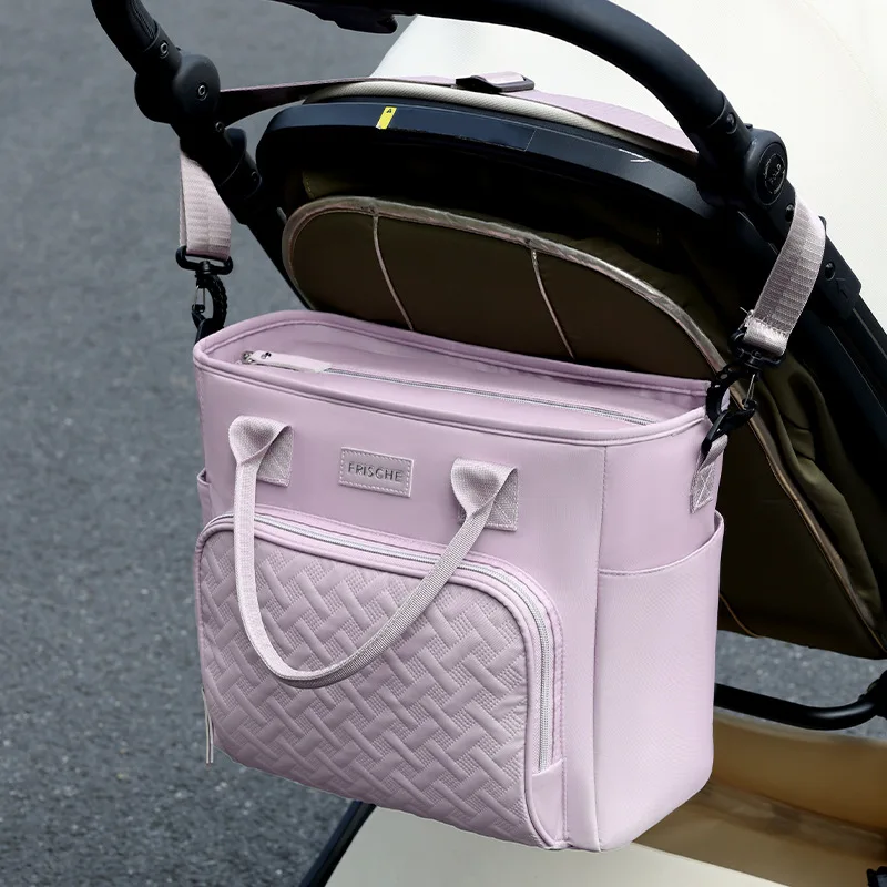 

INS Casual Solid Color Large Capacity Premium Diaper Bag Stylish Thermal Tote for Mom Fashion Multifunctional Baby Travel Bag