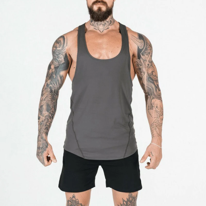 Fashionable Slim Sleeveless Mens Tank Tops Spring Summer Casual Elastic Breathable Quick-dry Vest For Men Gyms Sports Camisoles